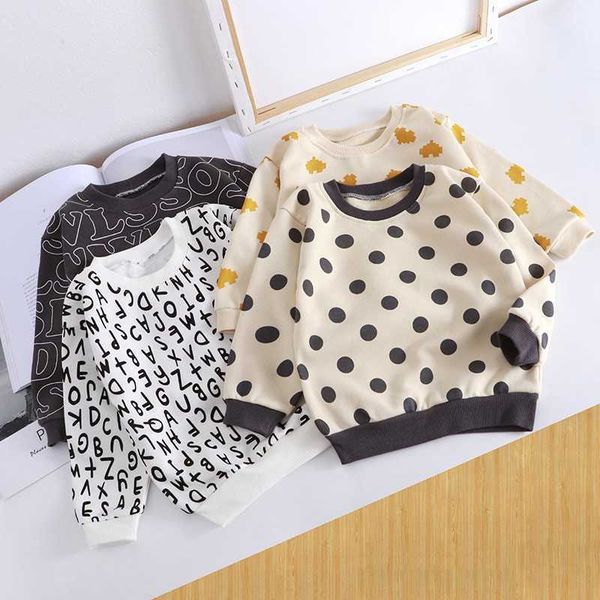 

pullover 2022 new spring clothing printed letters girls sweater loose round neck pullover sweatshirt casual children's long sleeve l22, Blue