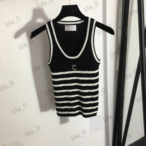 

womens sweater designer cardigan contrast color stripe vest v-neck sleeveless vented knitwear cardigans fashion women sweaters, White;black