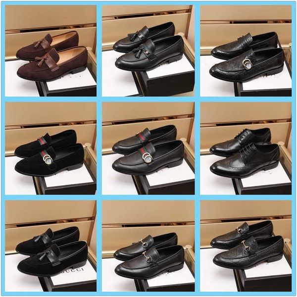 

luxury designer men shoes loafers italy men's prince classic modern formal oxford wingtip lace up dress shoes casual fashion man shoe, Black