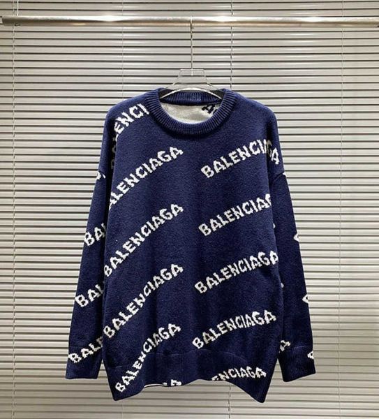 

mens designer balencaigass sweater fashion brand paris knitted autumn winter 2022 round neck letter jacquard men women casualb44i, White;black