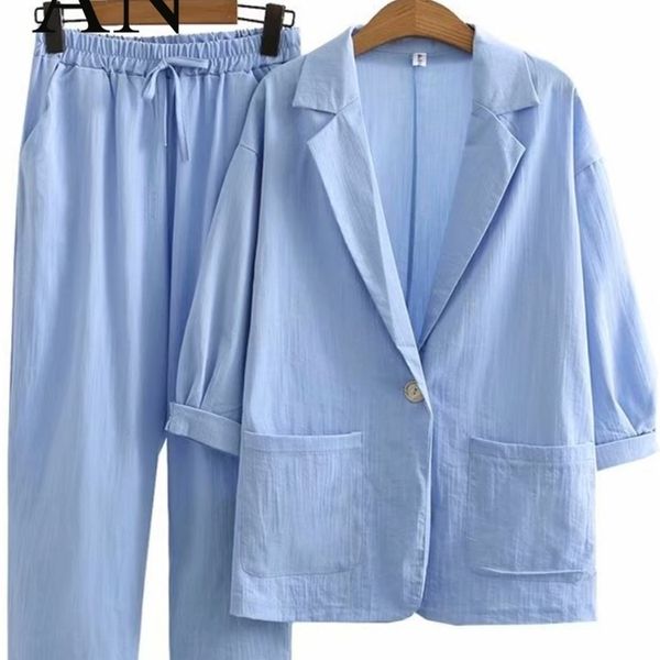 

women's two piece pants summer fashion casual cotton linen suit pants two-piece se linen set for women women's suits set 2 elegant, White