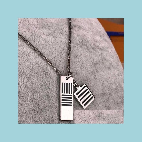 

pendant necklaces new black charm necklaces enamel chain necklace square titanium steel clavicle jewelry supply drop delivery dhkjb, Silver