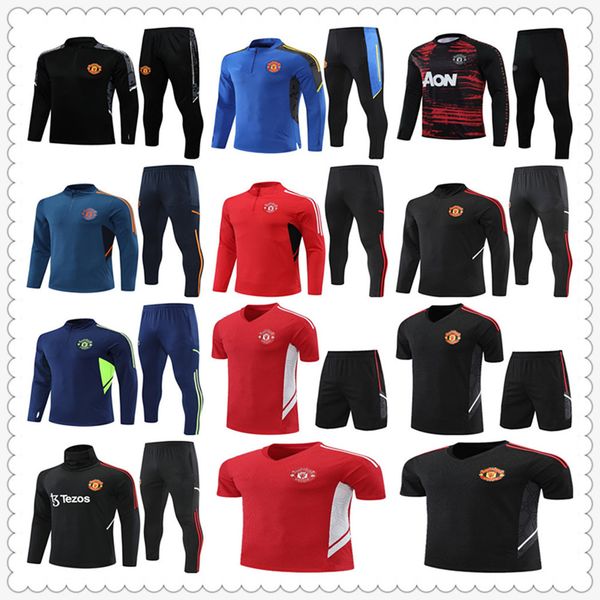 

22 23 manchesters utds soccer tracksuit jerseys 2223 football jersey training jacket chandal futbol survetement foot maillot de man and kids, Black