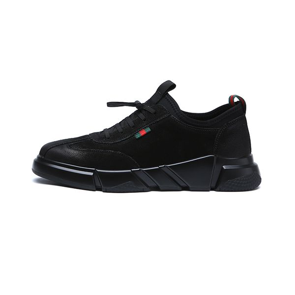 

desginer men's shoes wholesale price new cowhide versatile non slip fashion men's cricket sports sneakers, Black
