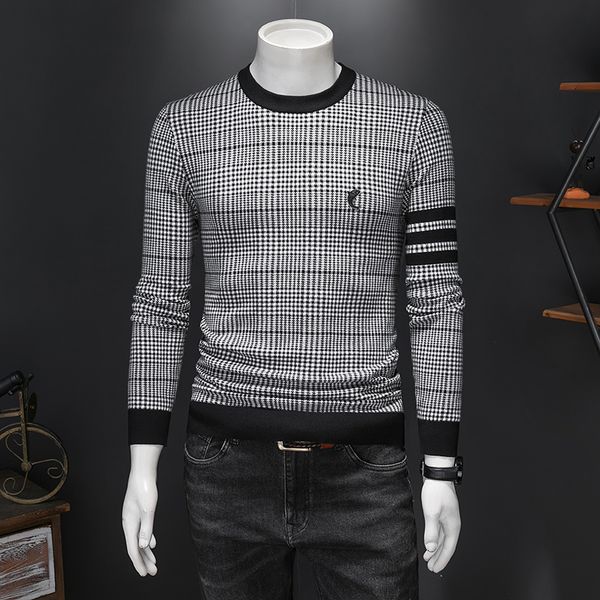 

autumn and winter thickened knitwear men's and women's blouse half turtleneck jacquard sweater slim body warm pullover base shirt, White;black