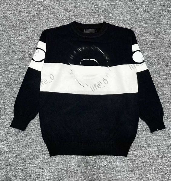 

brand cardigan womens sweater fashion wide stripe printed cardigans round neck pullover knitwear casual women sweaters, White;black