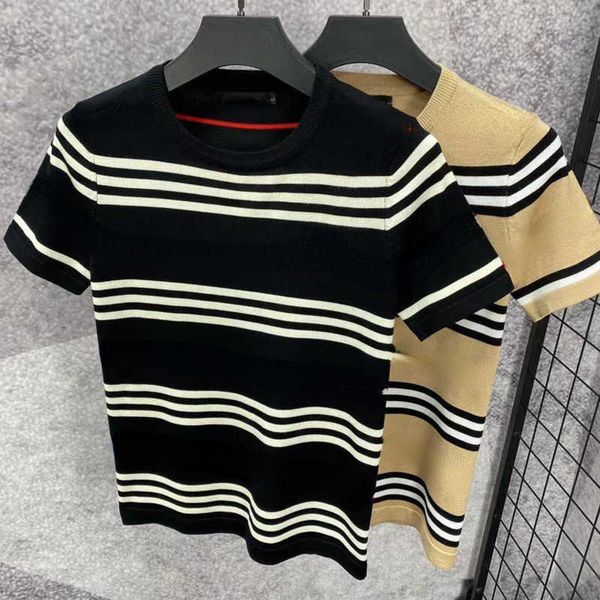 

designer sweater mens short sleeve t shirt burb wool stripe casual polo shirts war horse embroidery men women pullover sweaters 4xl 5xl, White;black