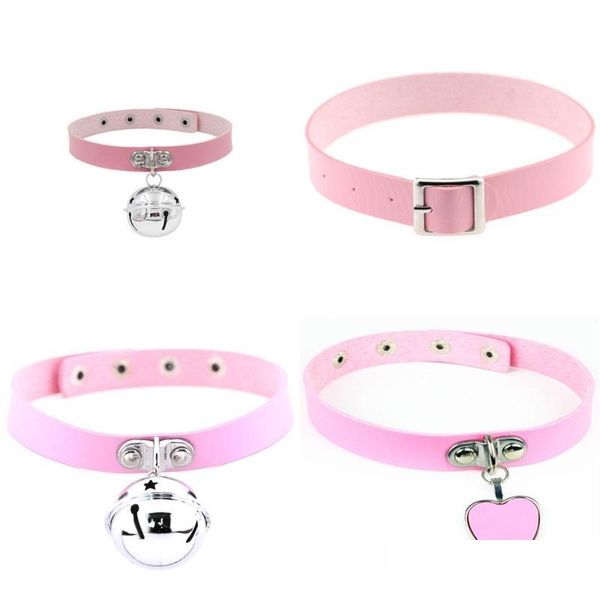 

chokers pink trendy rock gothic chokers necklaces jewelry leather heart punk pendant necklace for women gift 247 d3 drop delivery 202 dh1li, Golden;silver