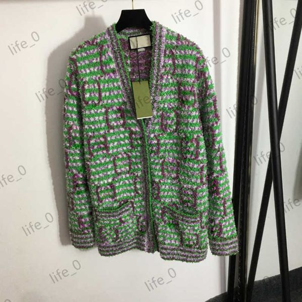 

womens sweater designer cardigan patchwork striped full body print single button v-neck pockets knitwear cardigans fashion women sweaters 1, White;black