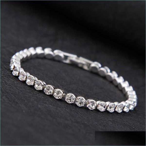 

bangle simple bracelet female sweet crystal zircon day girlfriends sier plated hand jewelry wild diamond fashion supply drop delivery dhgjp, Black