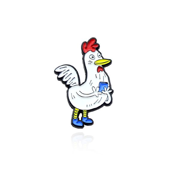 

cute alloy cock brooches for children cartoon animal badge a rooster who loves learning fashion jewelry gift bag accessories, Gray