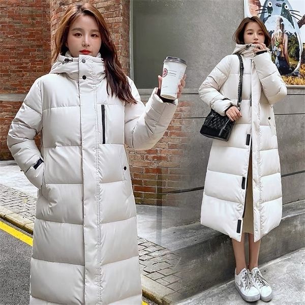 

women's down parkas autumn and winter women's korean style mid-length down padded jacket over the knee loose padded jacket 221007, Black