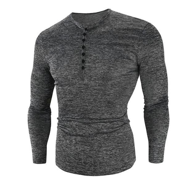 

mens tshirts autumn fashion tshirt henry collar button decorate long sleeve for plus size 3xl 221007, White;black