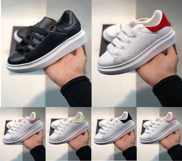 

designer kids shoes boys girls sneaker thick bottom white black red boby toddler casual leather lace up trainers sports sneakers size 24-35