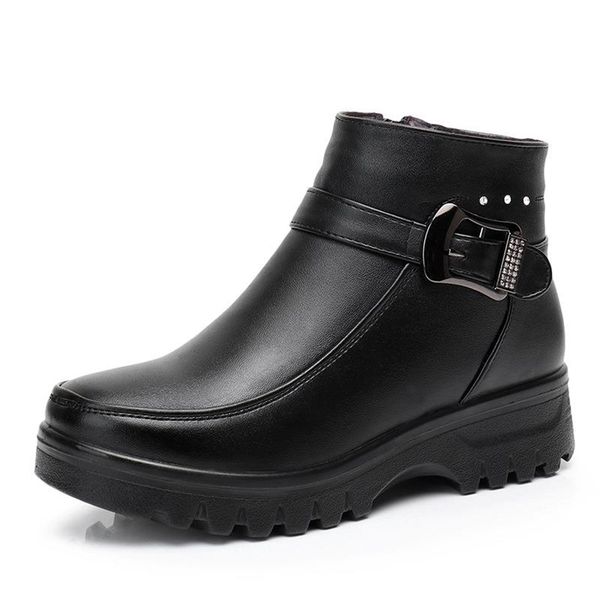 

boots women 2022 fashion shoes woman zipper ankle keep warm plus size waterproof botas mujer winter 221007, Black
