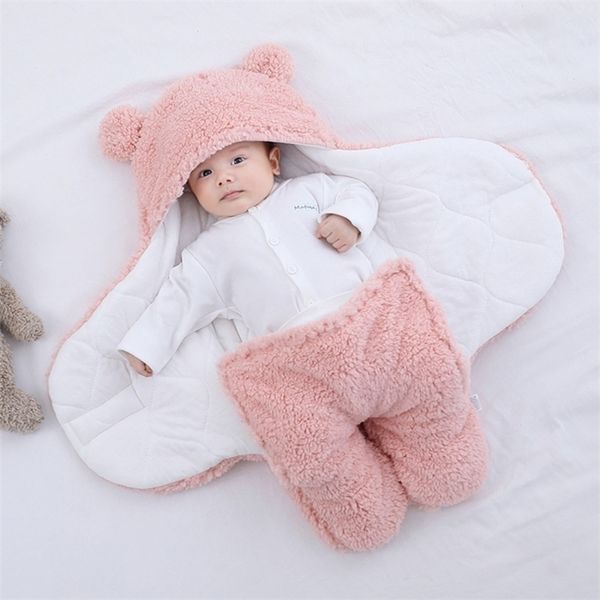 

sleeping bags cute born baby boys girls blankets plush swaddle wrap ultra-soft fluffy fleece bag cotton soft bedding stuff 221007