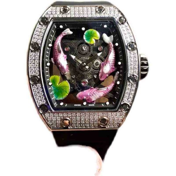 

multi-function superclone watches wristwatch luxury richa milles designer diamond studded sky stars fish every year men's automatic mec, Slivery;golden