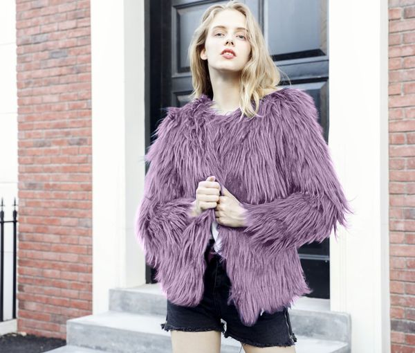 

women coat thanksgiving gift winter faux fox fur outdoor jacket casual fashion leisure street slong sleeve multicolor coats jackets size xs/, Black
