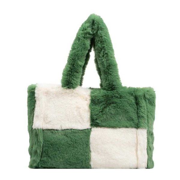 

shoulder bags fashion panelled plush large tote faux fur women handbags casual patchwork pluffy big shopper purse winter 221008