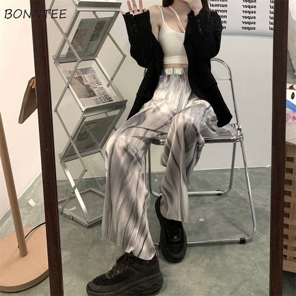 

womens pants capris wide leg pants women harajuku high waist chic vintage bf style teens streetwear ins elastic trouser pantalones vintage p, Black;white
