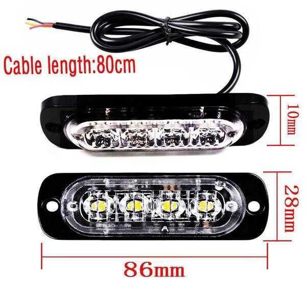 

traffic beacon police light breakdown emergency signal lamp blue amber white red car truck 4 led strobe warning grill flashing