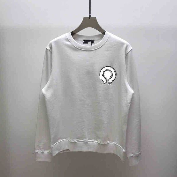 

fleece hoodie autumn and winter round neck sweater men's loose cross sanskrit embroidery tauren tide brand american y44k, Black