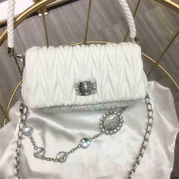 

shoulder bags xiaoxiangfeng lingge bag women's 2022 new single shoulder portable msenger bag miu chain rhintone inlaid diamond pleated