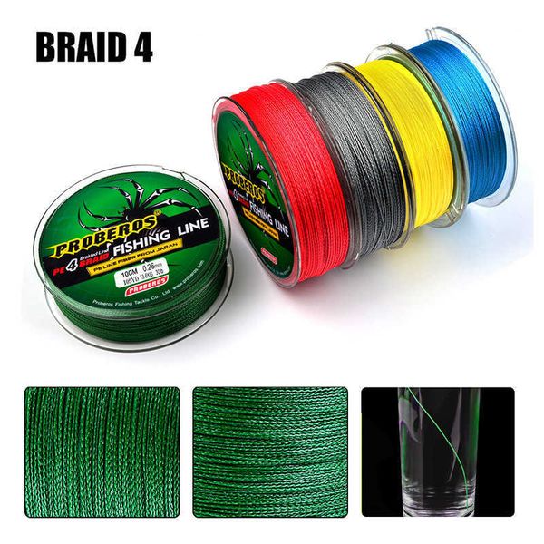 

4 ipliklerini/100m braid line winter fishing super strong braided silk fishing line6-100lb 0.4-10 pe fish lure accessories