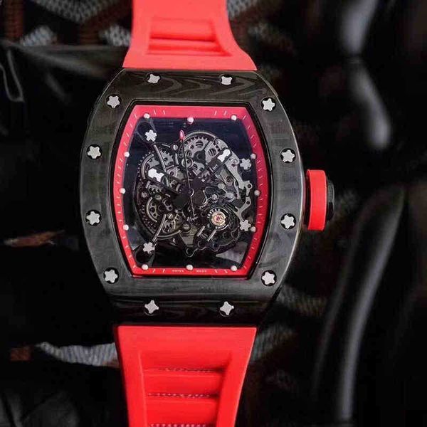 

luxury watch richa milles mechanical watch luxury mens watch business leisure rm055 fully carbon fiber tape fashion swiss movement wristwatc, Slivery;black