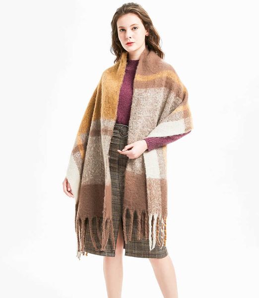 

scarves winter scarf women cashmere warm pashmina patchwork foulard female wraps thick soft bufanda big tassels shawl long stole g221007, Blue;gray