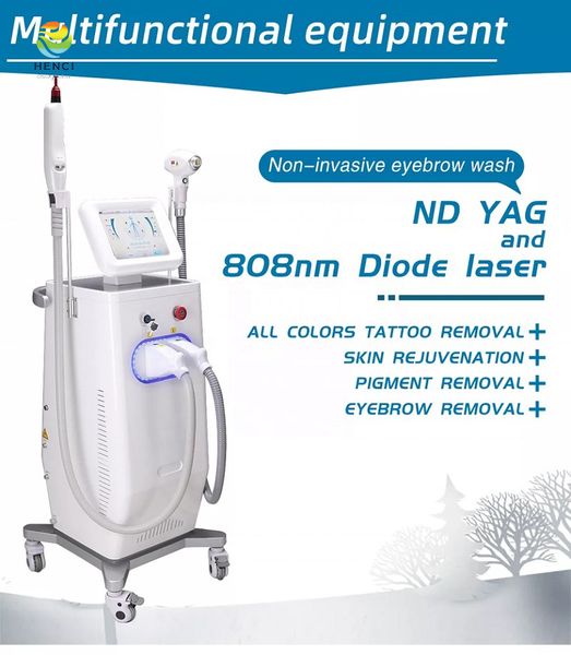 

2 handles hair removal laser 808nm lasers picosecond tattoo removal skin shrink pores pigment remove 3 wavelength machine for spa, Black