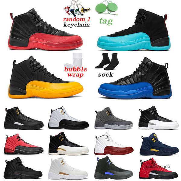 

men basketball shoes dark concord university gold gamma blue 12s mens trainer sports sneakers size 7-13 j og designer shoes, Black