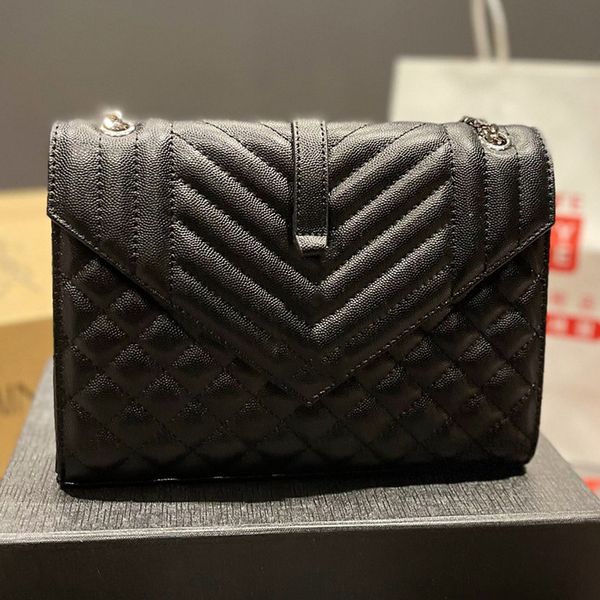 

designer women envelope y qulited messenger bag france brand mix matelasse grain de poudre embossed leather shoulder handbags lady chain str