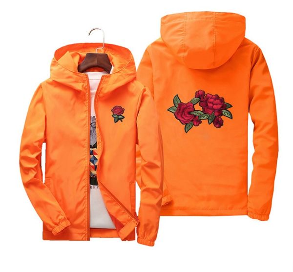 

jacket designer hoodie windbreaker men college jackets europe russia spring autumn trend cute students rose print embroidery orange red zipp, Black;brown