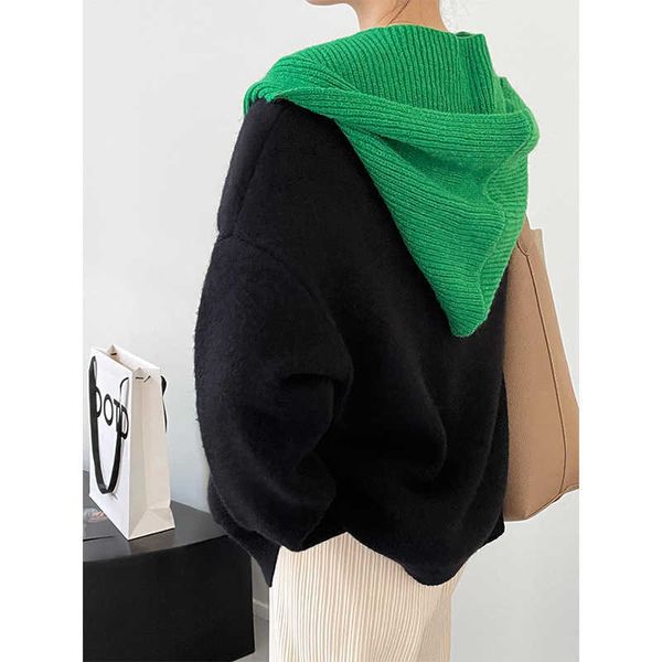 

scarves solid hooded shawl autumn winter warm scarf hat for women g221007, Blue;gray