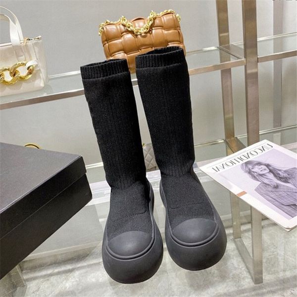 

the casual shoes latest thick soled color contrast socks boots are vintage breathable comfortable half boot zfgt, Black
