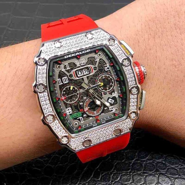 

luxury mens mechanics watch richa milles wristwatch men's most expensive sky star millesrd's same barrel type large dial hollow me, Slivery;golden