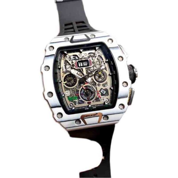 

watches wristwatch luxury richa milles designer white carbon fiber men's automatic mechanical watch multi-functional tape fashion lumin, Slivery;brown