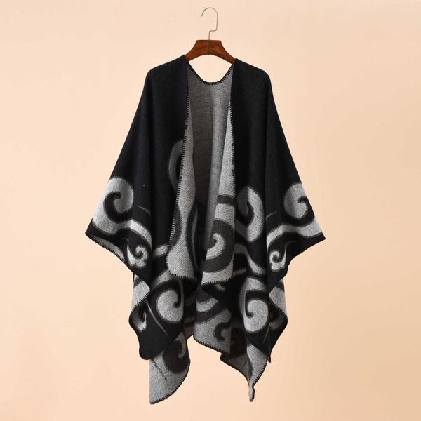 

scarves ethnic bohemian geometric shape plus size imitation cashmere split shawl cloak infinity scarf designer women luxury 2022 g221007, Blue;gray