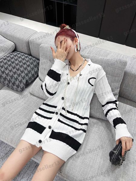 

cardigan womens sweater letter logo striped patchwork women sweaters knitting pattern wool pullover cardigans sweater designer women clothi, White;black