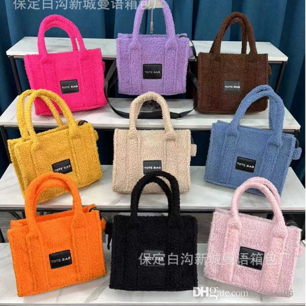 

plush tote bag women handbag 2022 fall and winter popular versatile crossbody shoulder messager bags, Brown;gray