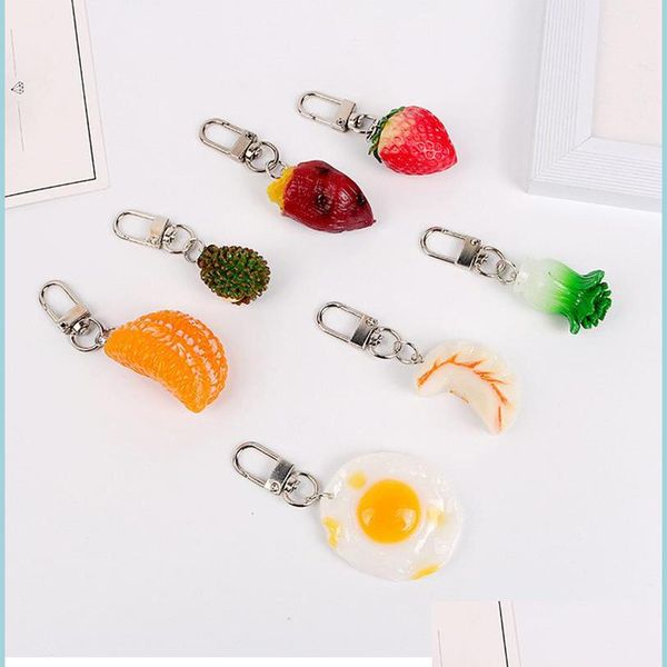 

key rings creative resin durain dumpling orange fried eggs fruit key chain for women handmade bags purse keyrings funny f carshop2006 dh7xb, Slivery;golden