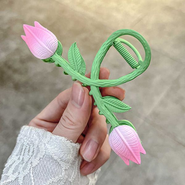 

hair clips new summer tulip gripper sweet hairpin fashion net red versatile back of head, Golden;silver