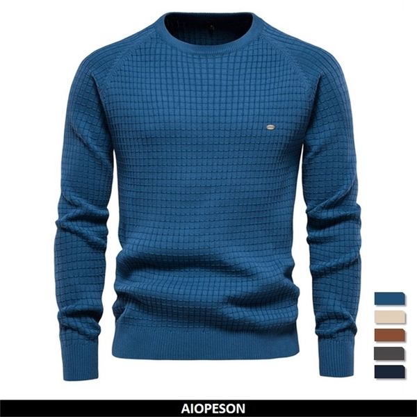 

mens sweaters aiopeson 100% cotton men sweaters soild color oneck mesh pullovers male winter autumn basic sweaters for men 221008, White;black