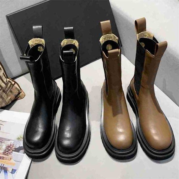 

tire boots ankle leather boots shoe martin shoes booties designer luxury cowskin chelsea zipper winter sturdy platform size 35-42, Black
