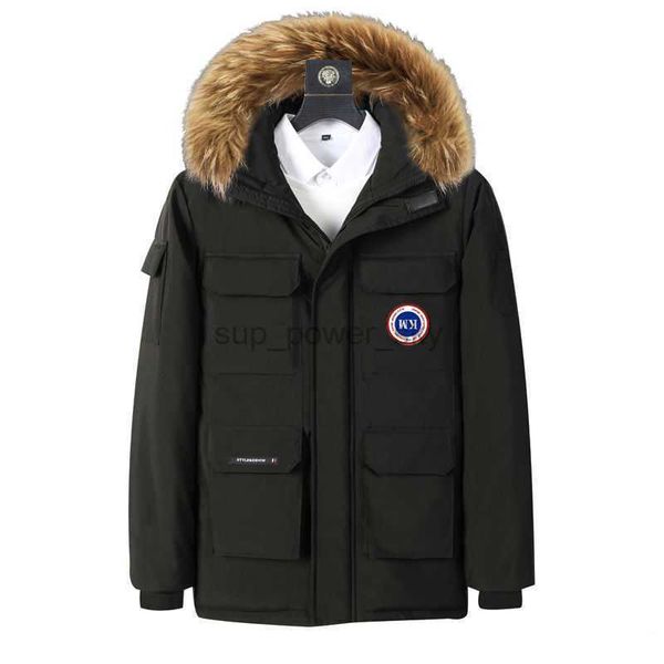 

men's down canadian designer goose parkas winter new cotton shirt for men students fashion wool collar medium long thickened warm keepi, Black