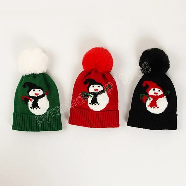 

winter baby christmas hat pompom children beanie kids caps for girls boys new year gift cartoon knitted child hats 2-6y, Yellow