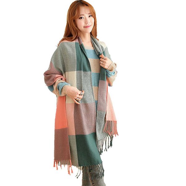 

scarves cashmere new design lady winter plaid women scarf warm solid color men pashmina shawl with tassel fashion neckchi g221007, Blue;gray