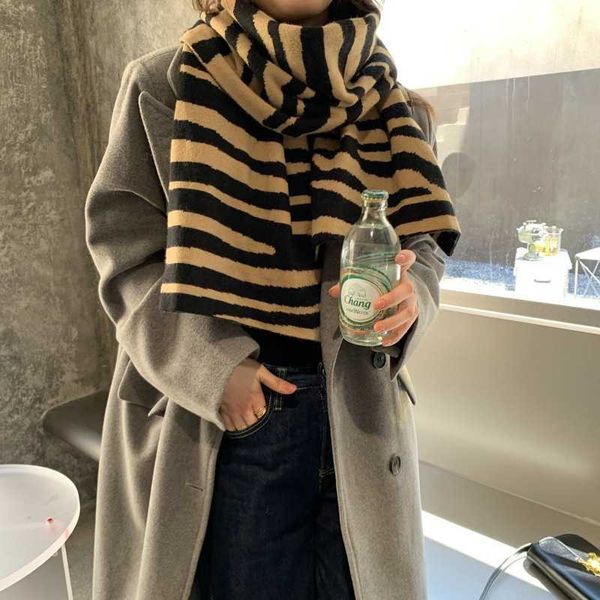 

scarves autumn and winter scarf students thick tide ins korean all-match oversized zebra cute girl g221007, Blue;gray
