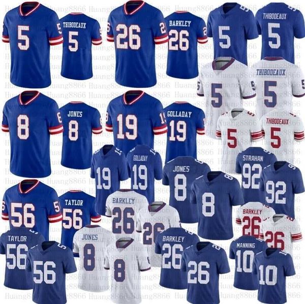 

men women youth football 5 kayvon thibodeaux 26 saquon barkley eli manning daniel jones kenny golladay jersey stitched, Black;red